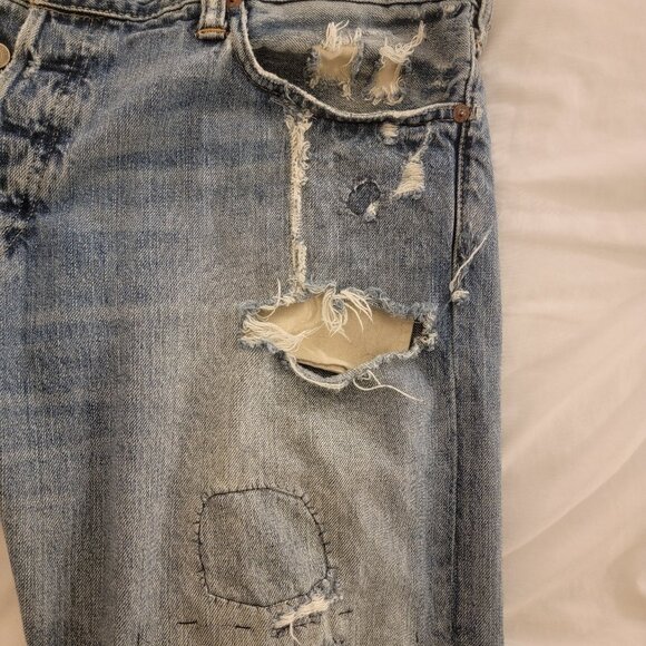 38 x 32 Polo Ralph Lauren Sullivan Slim Distressed Repaired Timeworn Rips Frays - Picture 14 of 16